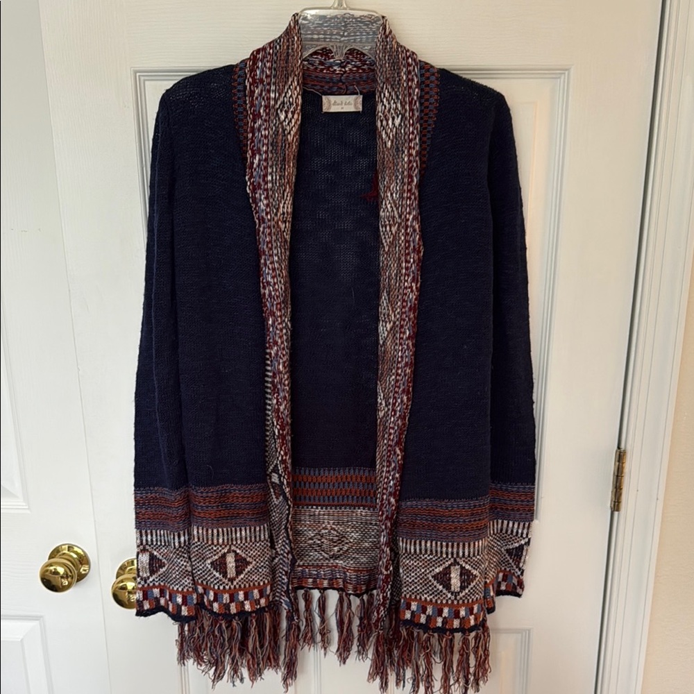 Altard State Navy and Burgundy Patterned Cardigan